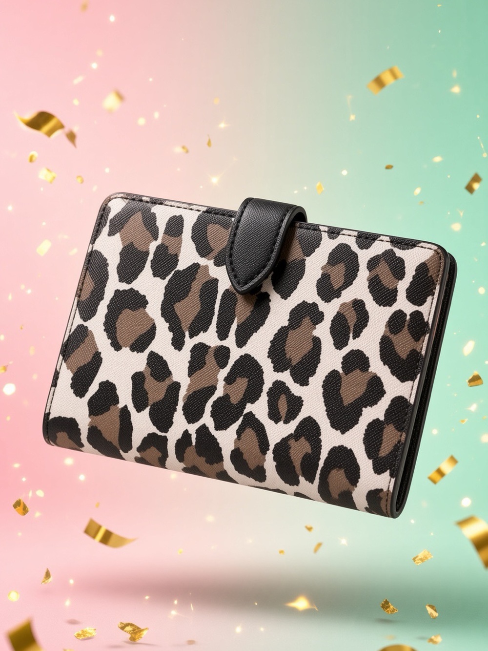 kate spade Leopard-Print Continental Wallet in Black, Brown and White - Picture 3 of 7
